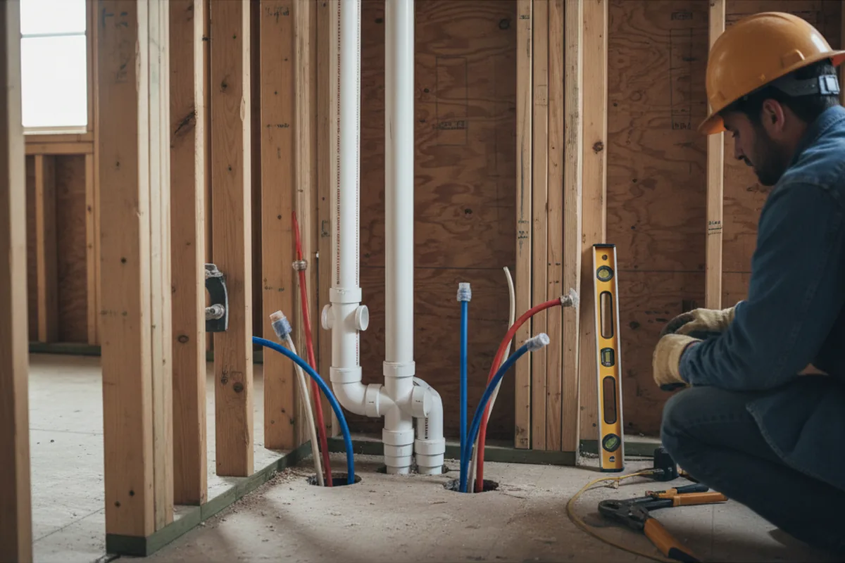 Drain and supply rough-in during Garbage Disposal Repair in Morton